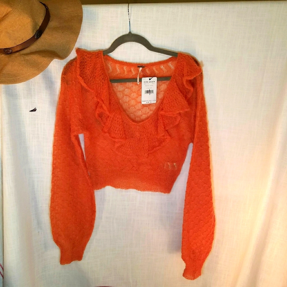 Free people burnt orange crop sweater